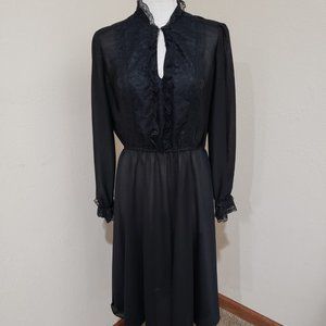 Vintage Joy Baar semi sheer ruffle lace dress 70's